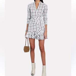 Veronica Beard 🎉HP🎉🎈Sherry plaid asymmetrical button down dress with ruffles